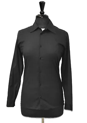 B0 Auth MIU MIU Black Cotton Blend Button Up Long Sleeve Shirt Blouse Size 38 • $49.99