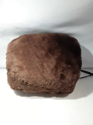 Vintage Small Faux Fur Handwarmer  Muff Brown  With Fabric Lining 8 X 6 X 3.5  • $25