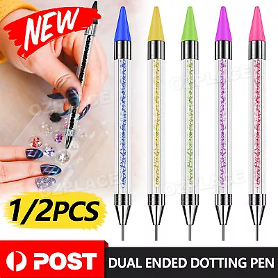 1/2x Dotting Pen Dual Ended Rhinestone Picker Wax Pencil Manicure Nail Art Tool • $5.45