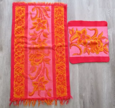 Vintage Fieldcrest Hand Towel & Washcloth Pink • $39.75