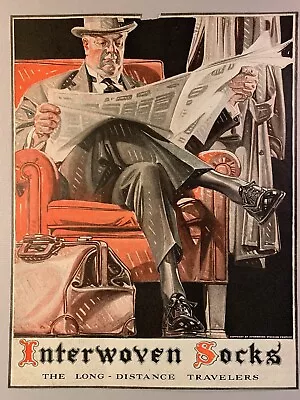 J.C. Leyendecker Saturday Evening Post Interwoven Socks Ad - Cover Only • $25