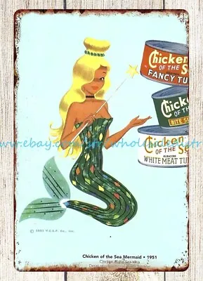 1970s Chicken Of The Sea Mermaid Childhood Memory Metal Tin Sign Art Prints Sale • $18.96