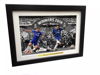 Signed  FA CUP 2018  Chelsea Eden Hazard Photograph Picture Frame Soccer Gift • £25