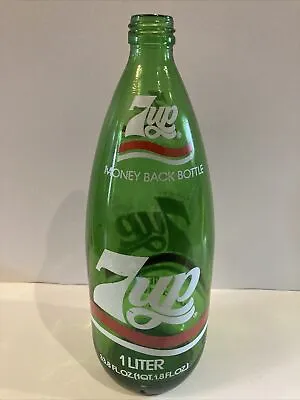 Vintage 7up Limited Design Pop Soda Glass Bottle 33.8 Oz 1 Liter Cursive 7 UP • £49.96