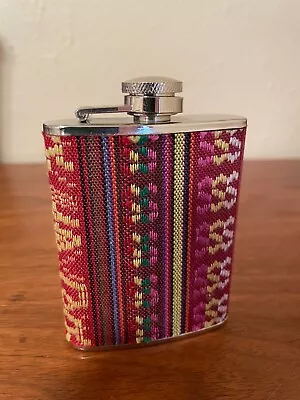 Embroidered Multicolor Bohemian Flask Stainless Steel 3 Oz  • $9