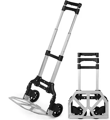 80kg Heavy Duty Folding Aluminium Hand Truck Trolley On Wheels Sack Cart • £16.99