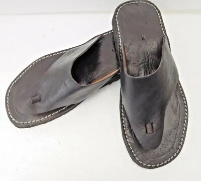 £19.99 • Buy Mens 100% Moroccan Leather  Toe Post Flip Flops  * Sandals * Black  *  