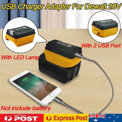 2 USB Port Phone Li-ion Battery Charger Adapter Converter For Dewalt 18V Battery • $22.99