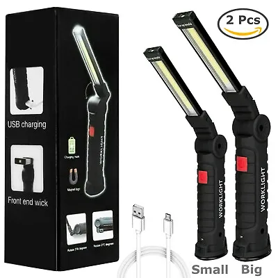 Magnetic Rechargeable COB LED RED Work Light Lamp Flashlight Folding Torch • $16.49