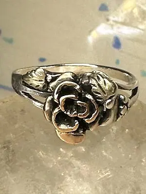 Black Hills Gold Ring Rose Band Valentine Size 6.75 Sterling Silver Vintage Wome • $85