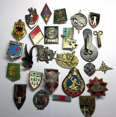 Job Lot Of Vintage FRENCH MILITARY ENAMEL CAP MEDAL BADGES X23 - Various Makers • £2.50