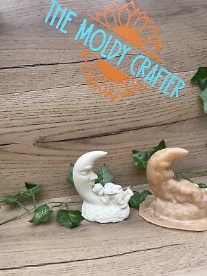 Rubber Latex Mould Mold Cherub Angel Child On Moon Candle Holder Memorial Craft • £7.50