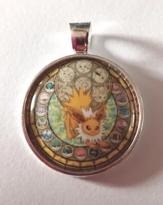 £3.49 • Buy Kingdom Hearts Themed Stained Glass Necklace Keyring Pokemon Jolteon Eeveelution