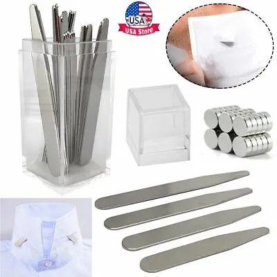 Magnetic 10/20/36/40 Metal Collar Stays Stiffeners+10 Magnet Insert In Box Shirt • $16.32