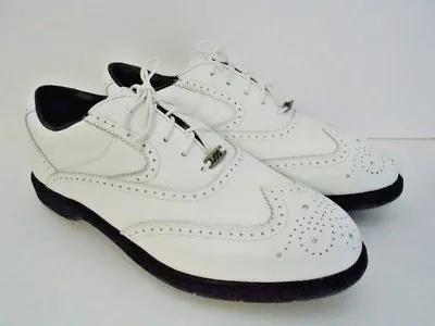 Mizuno Men's White Leather Wingtip Golf Shoe US10 UK9 EUR43.5 Steel Cleats NWOB • $58.86