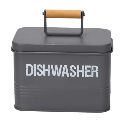 Dishwasher Tablet Storage Box Container Laundry Washing Kitchen Tin Metal Grey • £9.99