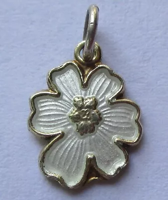 Tiny Vintage Sterling Siver White Enamel Flower Charm Gold Wash • $16.99