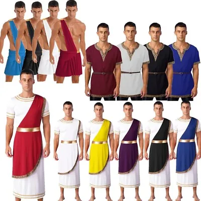 Men's Greek Costume Ancient Roman Toga Dress Up Cosplay Halloween Vintage Robe  • $11.06