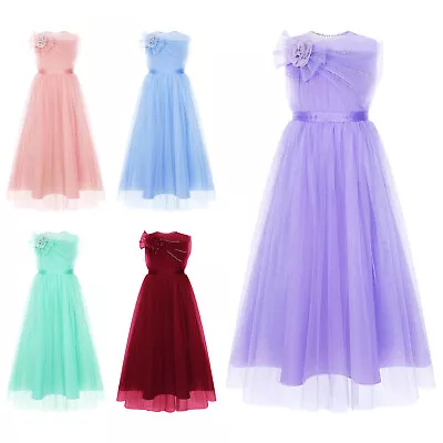 Kids Girls Flower Girl Graduation Dress Pageant Ball Gown Performance Costume • $21.89