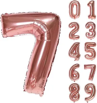 Rose Gold Large Number Foil Balloons Happy Birthday Party Wedding  Helium 40'' • $3.10