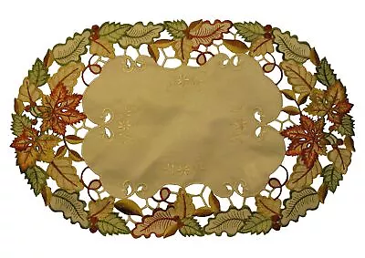 H9118/P2-12x18 Maple Leaf Oval Placemat 12  X 18  Cream 2 Piece • $10.42