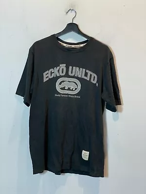 Ecko Unltd Black Mens T Shirt Size Large World Famous Rhino Brand • $12.95