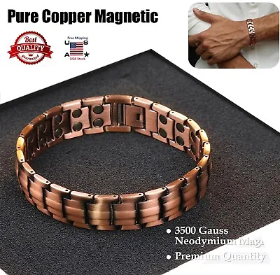 Men's Copper Magnetic Bracelet W/ Strength Magnets For Arthritis & Joint Healing • $8.54