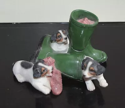 The Leonardo Collection Three Jack Russell Puppies With Wellington Boots • £8