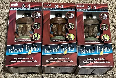 3 New Island Lights King Luau Stone Resin Torch Yard Deck Three In One Tiki • $69.99