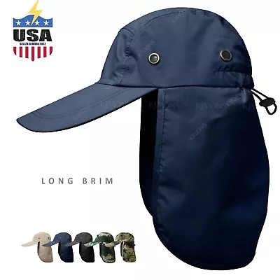 Long Brim - Ear Flap Neck Cover Summer Bucket Wide Boonie Hat Sun Cap Outdoor BC • $9.99