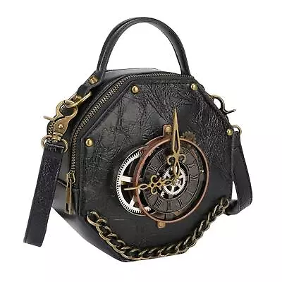 Steampunk Shoulder Bag Clock Purse PU Leather Retro For Women Girls Ladies • $40.59