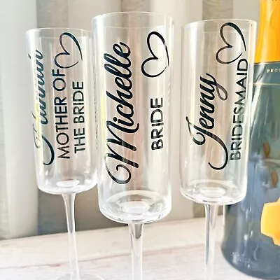 Personalised Wedding Name & Role Vinyl Sticker Decals Flutes Prosecco Glasses (G • £1.54