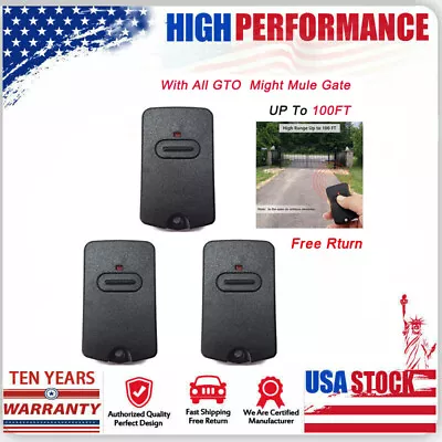 3 For GTO Mighty Mule Gate Opener Remote Control Transmitter RB741 FM135 PRO • $12.20