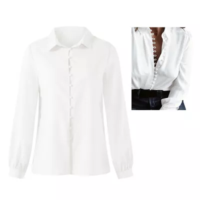 Office Long Sleeves Women Blouse Lapel Neck Button Down Breathable Comfortable • $23.61