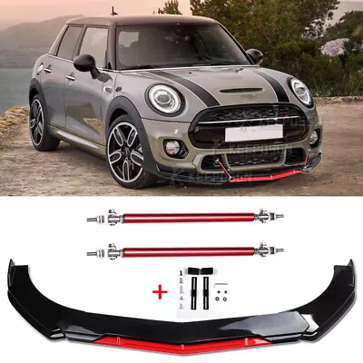 For MINI Cooper S JCW Hardtop Front Bumper Lip Splitter Spoiler + Red Strut Rods • $89.34