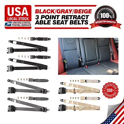 Retractable 3 Point Safety Seat Belt Straps Car Bus Truck Adjustable Belt Kit • $29.99