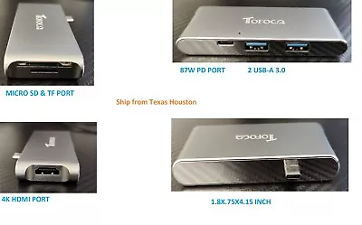 Type USB-C Multiport Adapter Hub With 4K HDMI2 USB-3.087W PDMicro SDTF Ports • $13