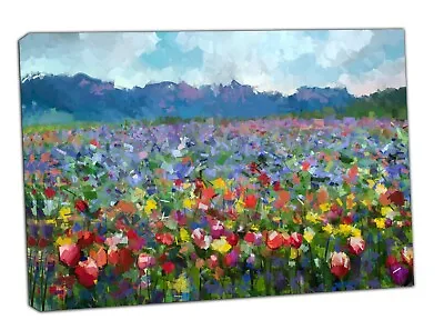 Abstract Tulips Flowers Blossom  Picture Print On Framed Canvas Wall Art • £10.92