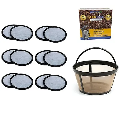 (12) GoldTone Charcoal Coffee Water Disks + Basket Filter For Mr. Coffee Makers • $13.99