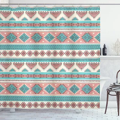$41.99 • Buy Tribal Shower Curtain Aztec Art African Style Print For Bathroom