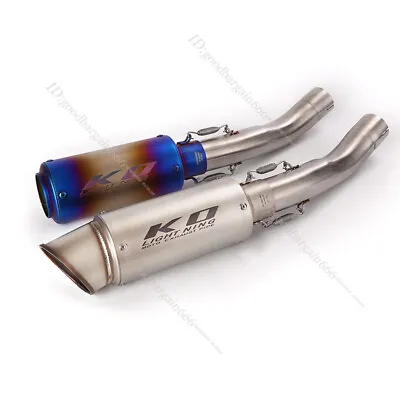 For Kawasaki Ninja ZX10R 2004 2005 Slip-on Exhaust Set Mid Pipe 51mm Muffler Tip • $127.10