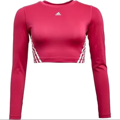 Adidas Women Sport Top WTR Icons Aeroready Size L Magenta/ White Colour • £17.99
