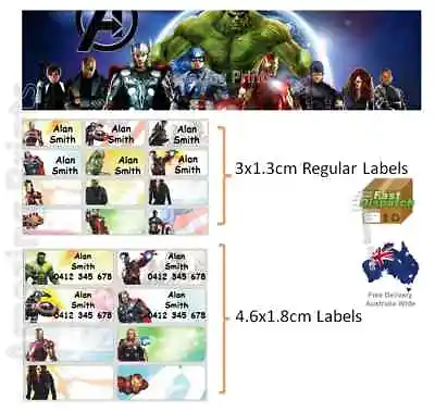 $3.79 • Buy The Avengers Vinyl Personalised Name Label Sticker School Book Boy Tag Custom