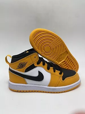 Nike Jordan 1 Mid (PS) Taxi White Black Shoes (640734 701) Size 10.5C Kids • $144