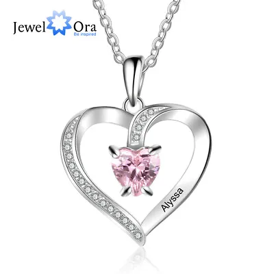 Personalize 925 Silver Mother Necklace Birthstone Love Heart Pendant Christmas • $18.64