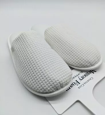 CHARTER CLUB Spa Terry Slide Slippers With Memory Foam WHITE Sizes 5 - 12 • $7.79