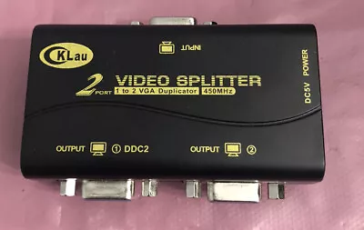 CKLau  2 Port VIDEO SPLITTER 1 To 2 VGA Duplicator 450MHz - (New Without Box) • $15.97