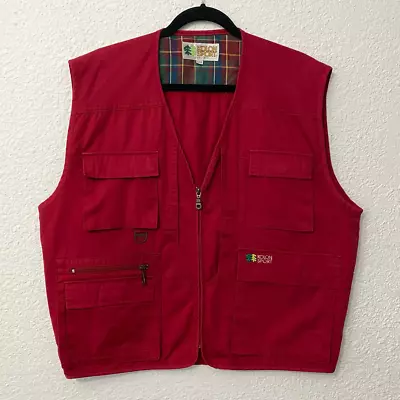 Kolon Sport VTG Men’s Red Pocket Fishing Outdoor Zip Front Vest Size XL 110 • $24.99