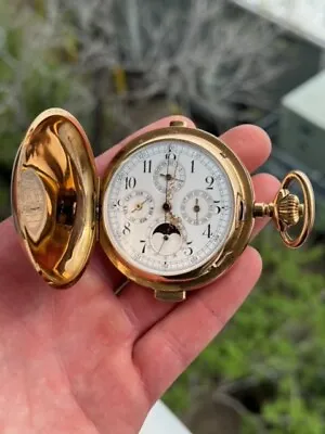 Guild XORA Pocket Watch 18k Triple Cal. Moonphase Minute Repeater Exhibition • $29900