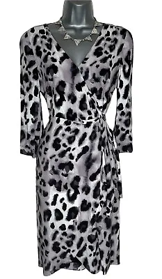 Mint Velvet Dress Size UK 8 Black Animal Print Party Occasion Races Stunning VGC • £24